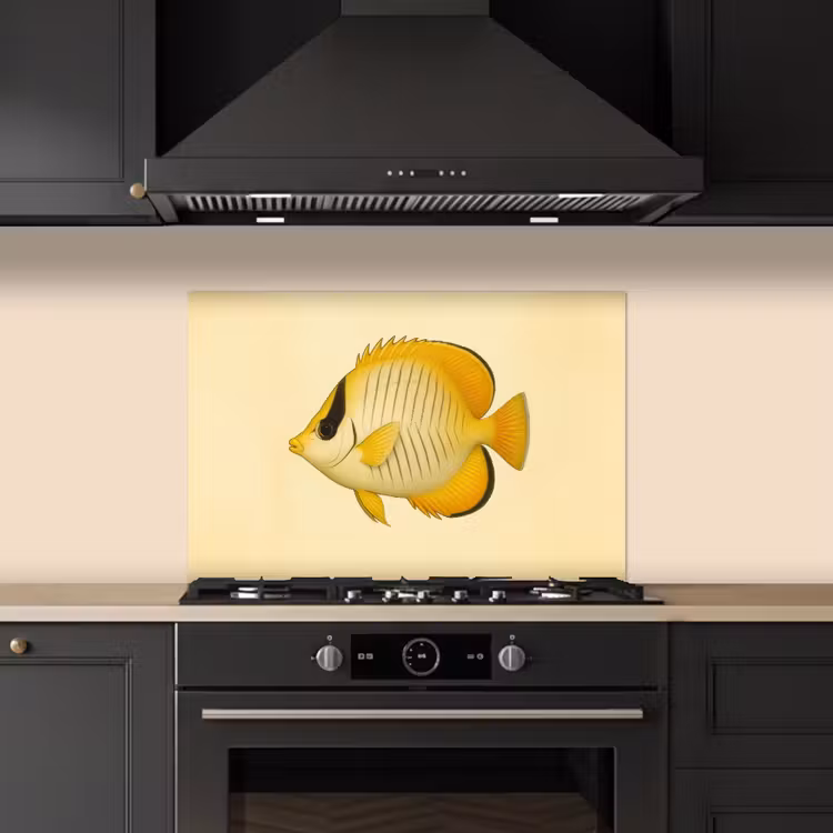 Kitchen splashback for hob - Oval - Fish - Yellow - Scales — 5
