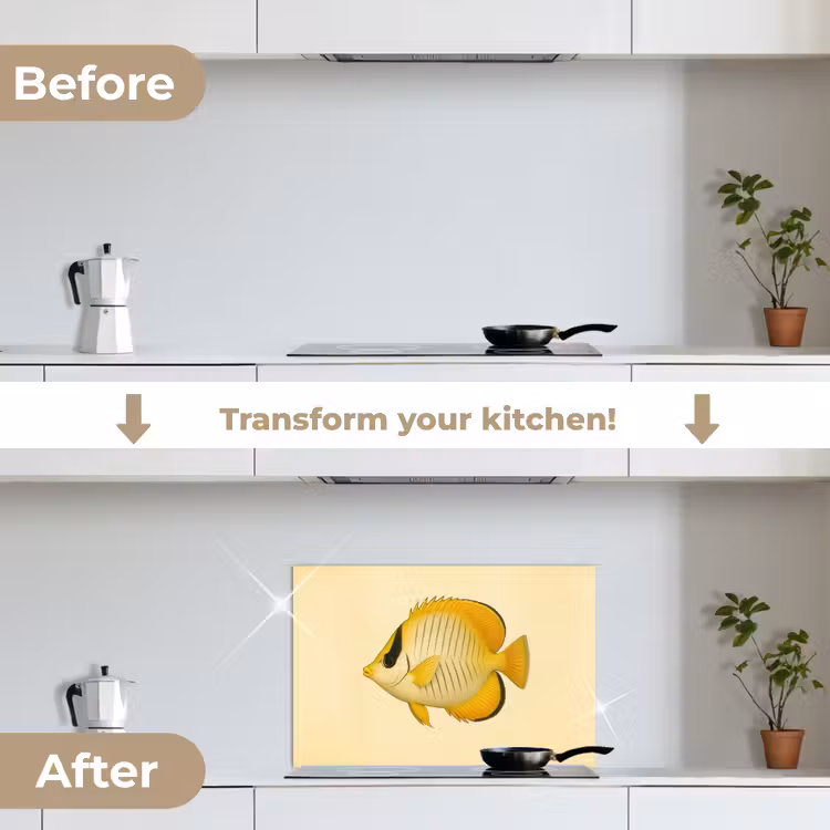 Kitchen splashback for hob - Oval - Fish - Yellow - Scales — 7