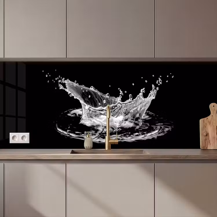 Kitchen splashback - Water - Splash - Water - Black — 1
