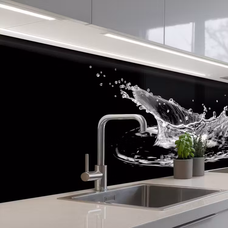 Kitchen splashback - Water - Splash - Water - Black — 2