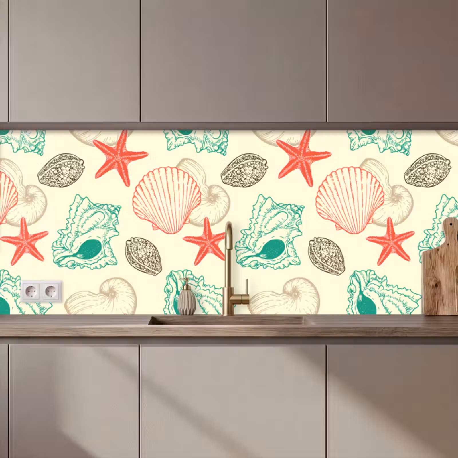Kitchen splashback - Shells - Starfish - Beach - Vintage - Pattern — 1
