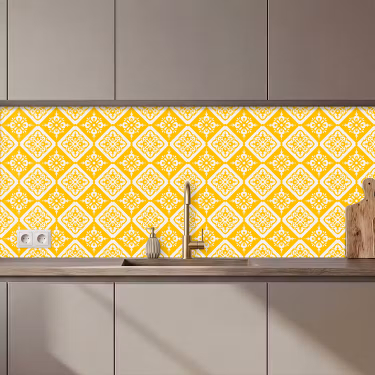 Kitchen splashback - Mosaic - Vintage - Yellow - Patterns — 1
