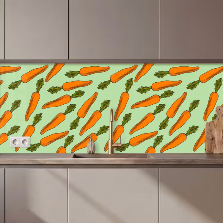 Kitchen splashback - Vintage - Carrot - Patterns - Vegetable — 1