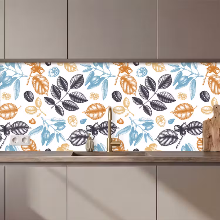 Kitchen splashback - Vintage - Leaves - Note - Patterns — 1