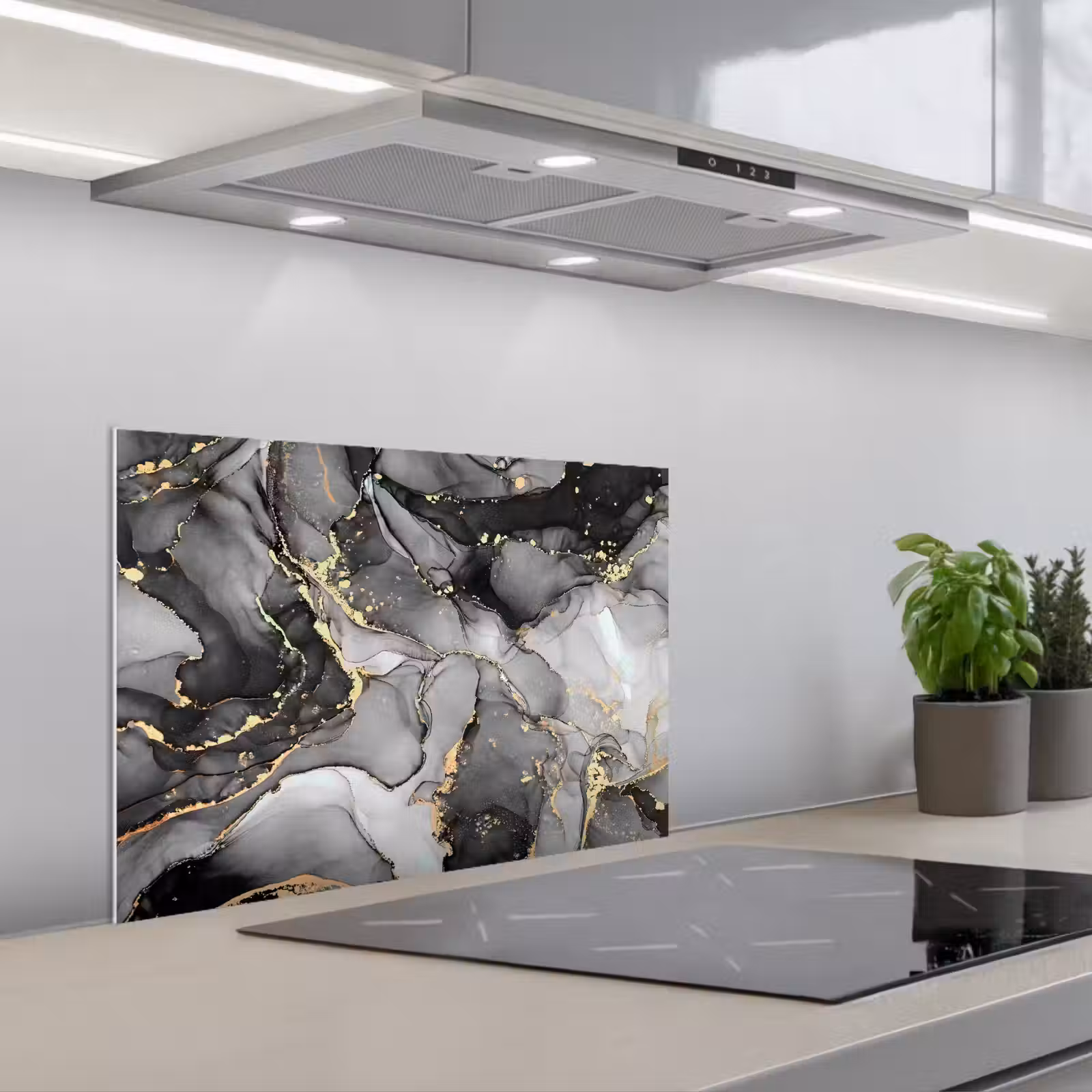Kitchen splashback for hob - Twilight currents — 1