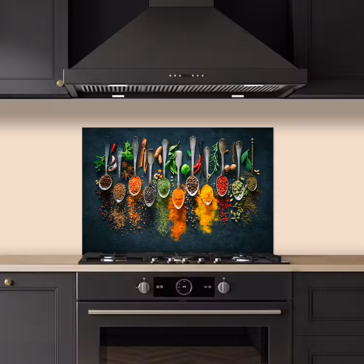 Kitchen splashback for hob - Herbs - Spices - Spoons — 5