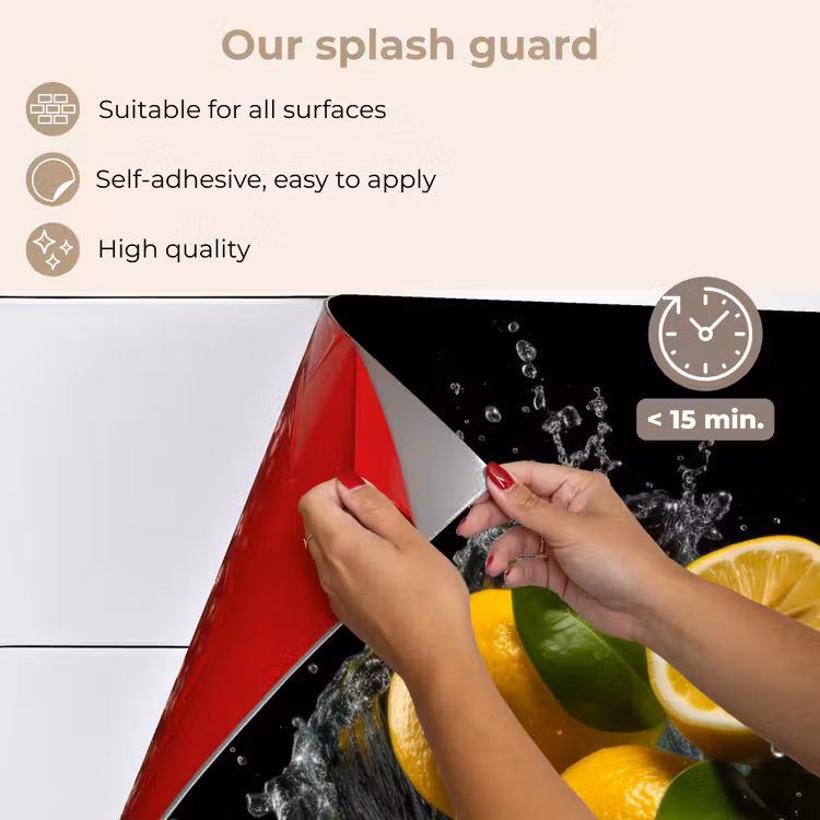 Kitchen splashback for hob - Lemon - Fruit - Yellow - Black — 4