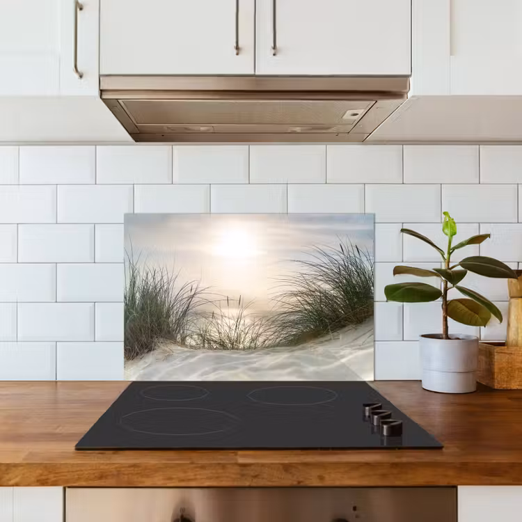 Kitchen splashback for hob - Soft Sunrise over the Dunes — 3