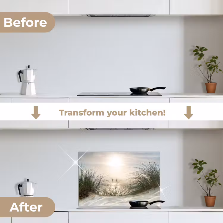 Kitchen splashback for hob - Soft Sunrise over the Dunes — 7