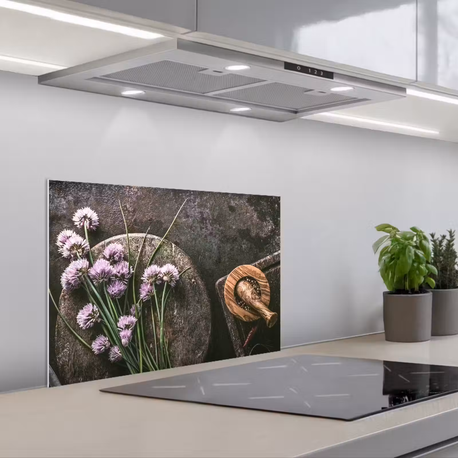 Kitchen splashback for hob - Still Life with Chives — 1