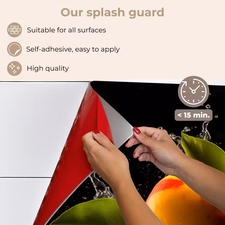 Kitchen splashback for hob - Mango - Fruit - Water - Black - Leaves — 4