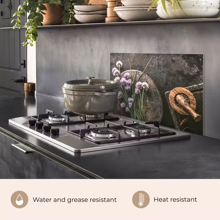 Kitchen splashback for hob - Still Life with Chives — 2