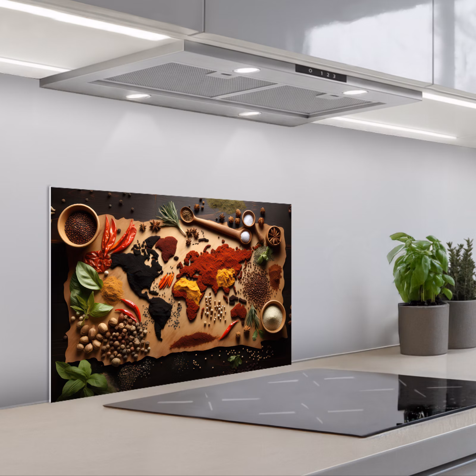 Kitchen splashback for hob - World Map of Herbs — 1