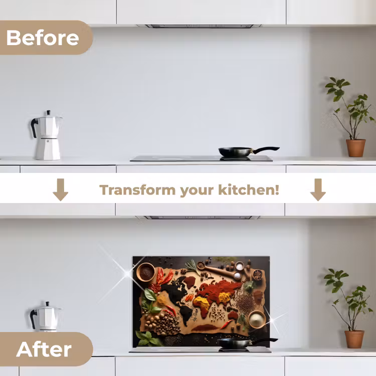 Kitchen splashback for hob - World Map of Herbs — 7
