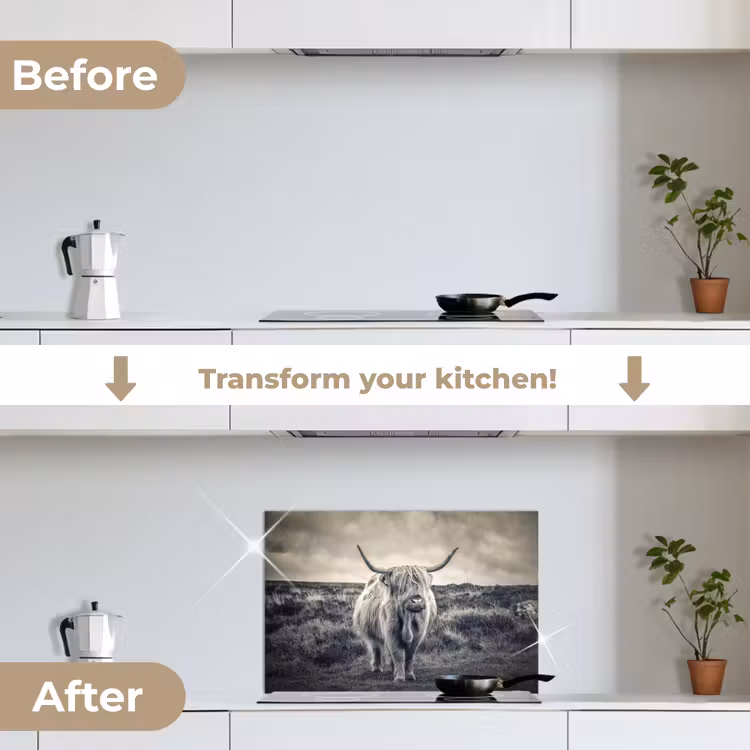 Kitchen splashback for hob - Scottish highlander - Animals - Clouds - Cow - Nature — 7