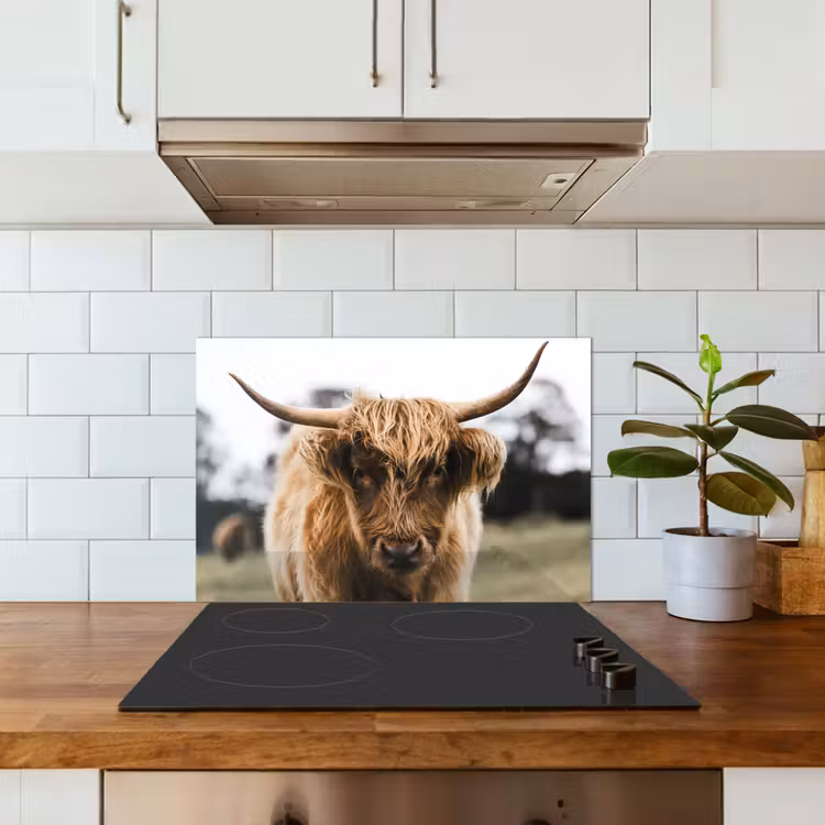 Kitchen splashback for hob - Scottish Highlander - Cow - Grass - Animals - Nature — 3