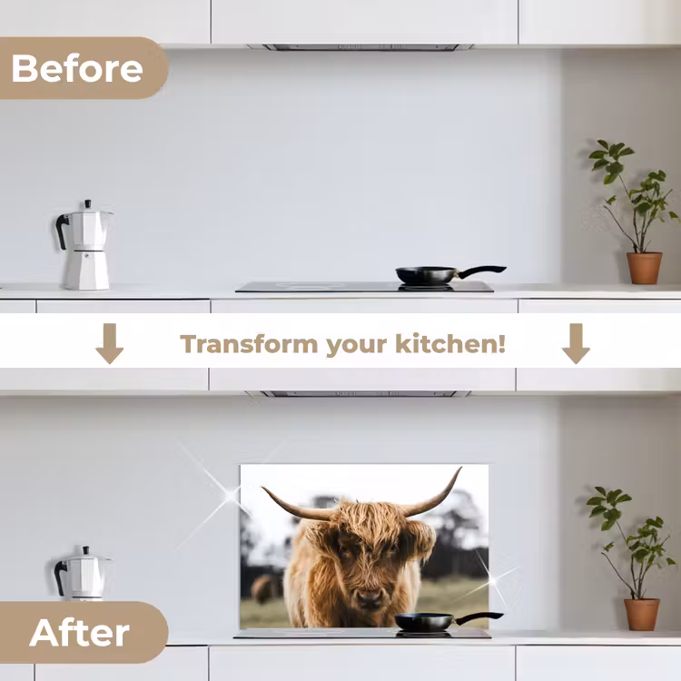 Kitchen splashback for hob - Scottish Highlander - Cow - Grass - Animals - Nature — 7