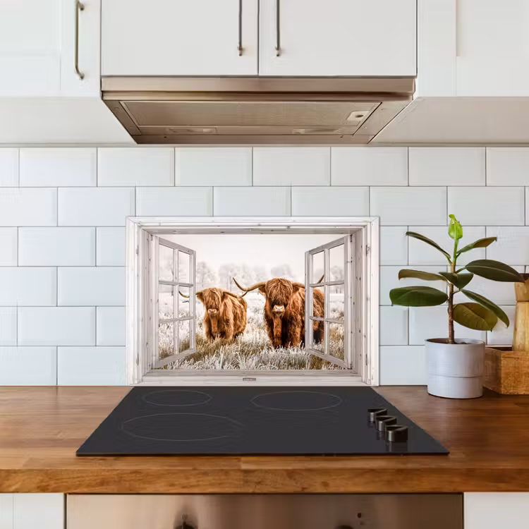 Kitchen splashback for hob - Looking through - Scottish Highlander - Animals — 3