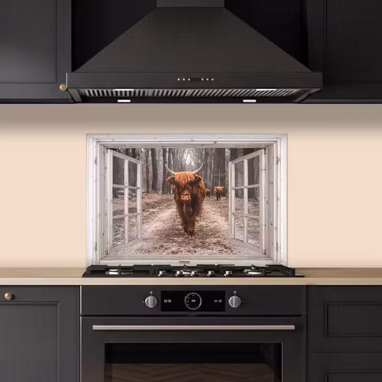 Kitchen splashback for hob - Looking through - Scottish Highlander - Window — 5