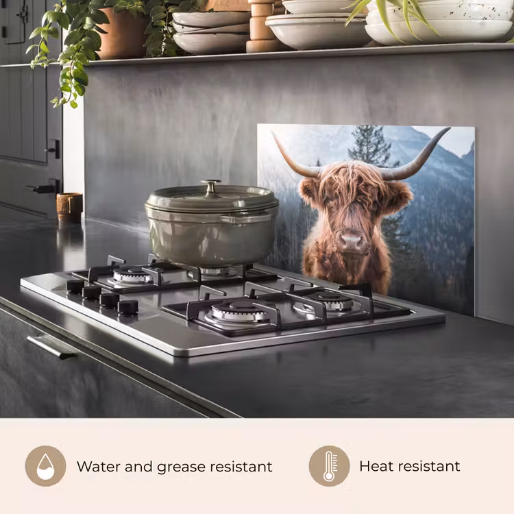 Kitchen splashback for hob - Scottish highlander - Cow - Animals - Mountain - Nature — 2