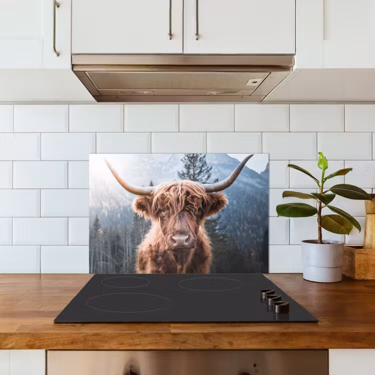 Kitchen splashback for hob - Scottish highlander - Cow - Animals - Mountain - Nature — 3