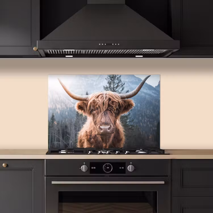 Kitchen splashback for hob - Scottish highlander - Cow - Animals - Mountain - Nature — 5