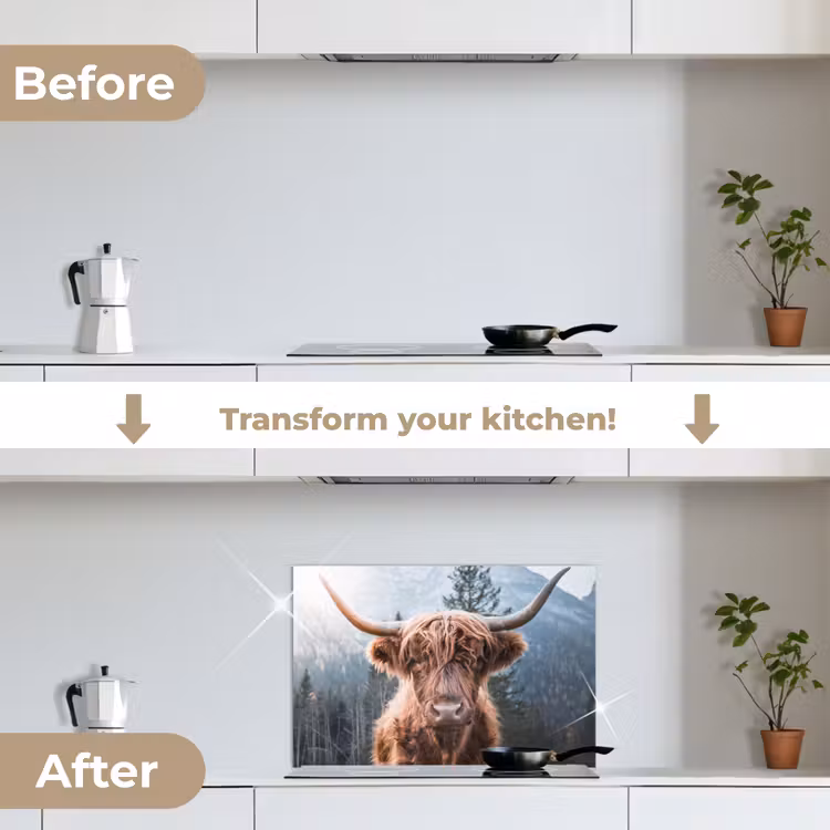 Kitchen splashback for hob - Scottish highlander - Cow - Animals - Mountain - Nature — 7