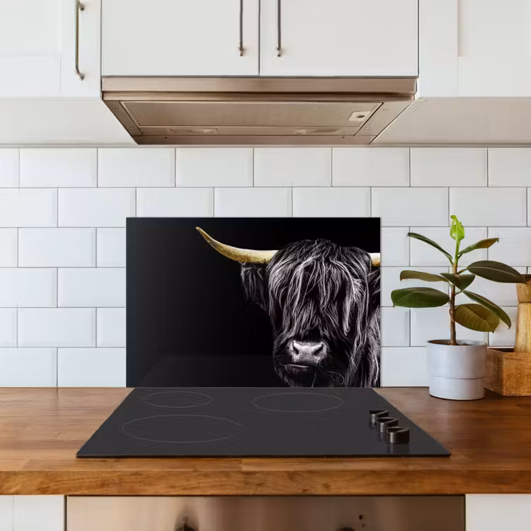 Kitchen splashback for hob - Scottish Highlander - Gold - Coat - Animals - Cow — 3