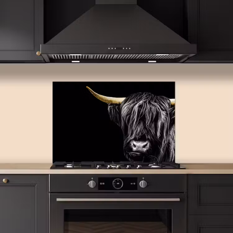 Kitchen splashback for hob - Scottish Highlander - Gold - Coat - Animals - Cow — 5