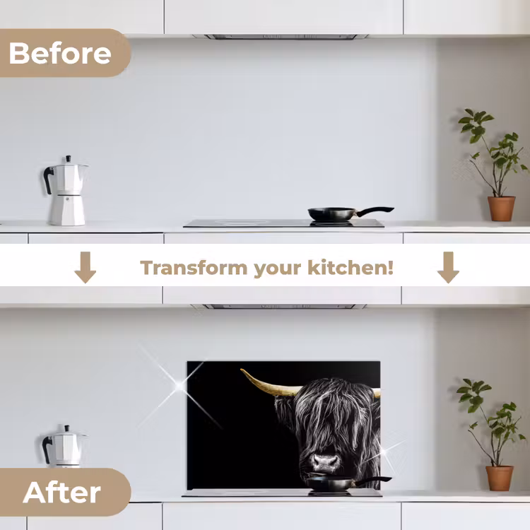 Kitchen splashback for hob - Scottish Highlander - Gold - Coat - Animals - Cow — 7