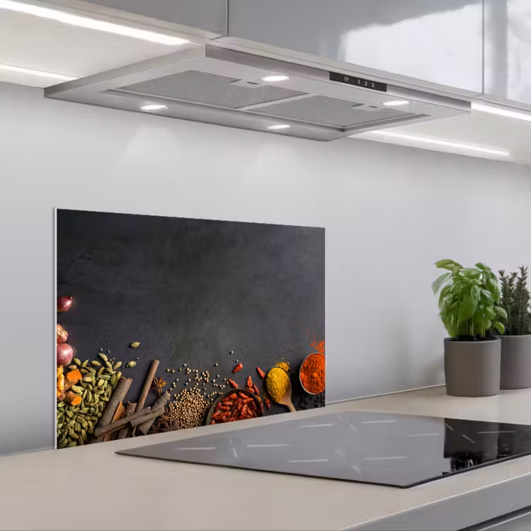 Kitchen splashback for hob - Herbs - Food - Spices - Black - Paprika - Cinnamon — 1