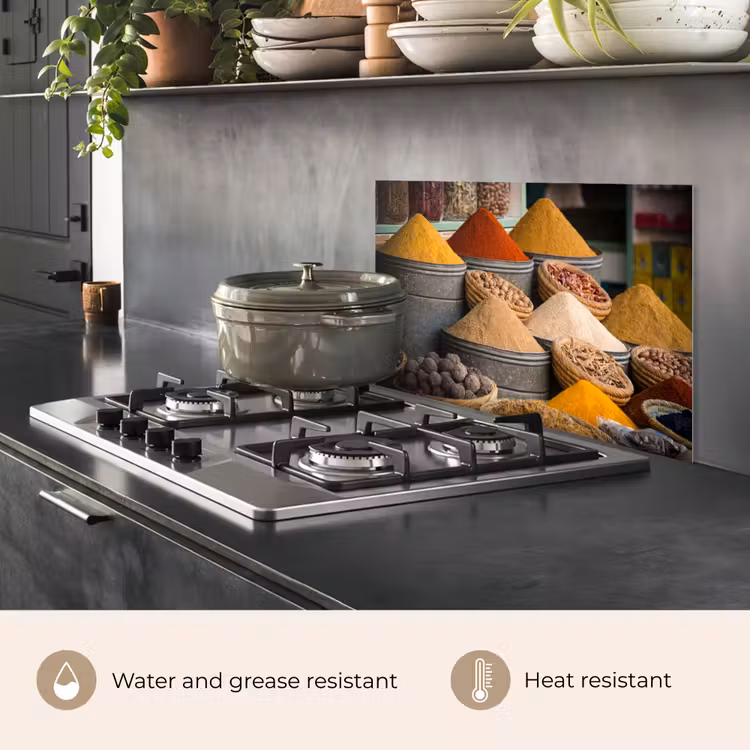 Kitchen splashback for hob - Herbs - Ton - Spices - Yellow - Brown — 2