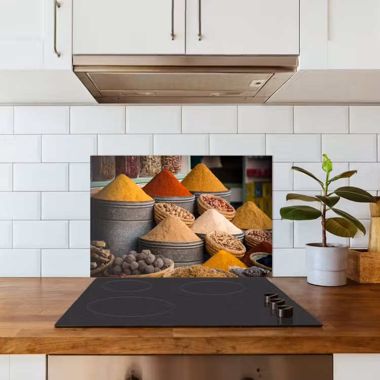 Kitchen splashback for hob - Herbs - Ton - Spices - Yellow - Brown — 3