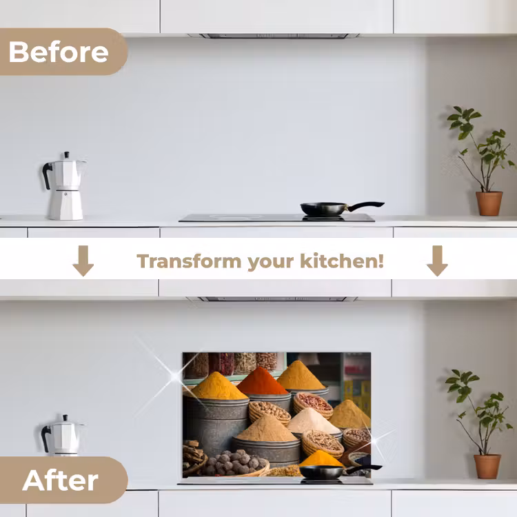 Kitchen splashback for hob - Herbs - Ton - Spices - Yellow - Brown — 7