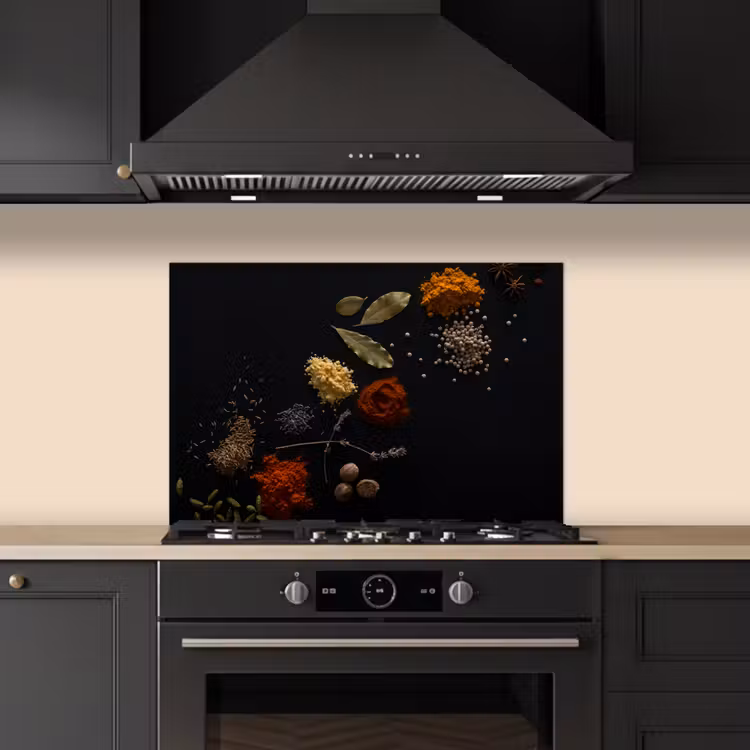 Kitchen splashback for hob - Herbs - Black - Spices - Kitchen - Cooking — 5