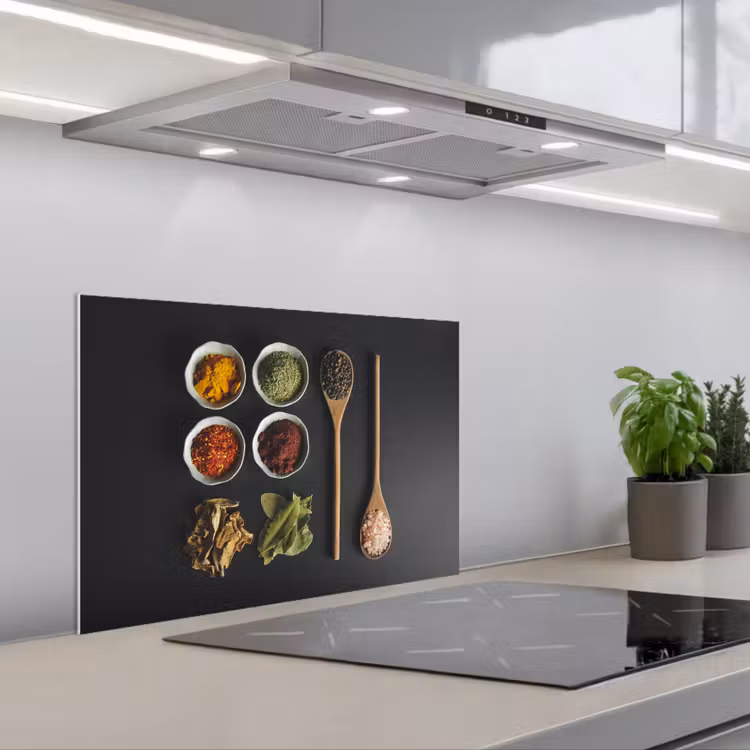 Kitchen splashback for hob - Ladle - Spices - Herbs - Green - Brown - Rustic — 1