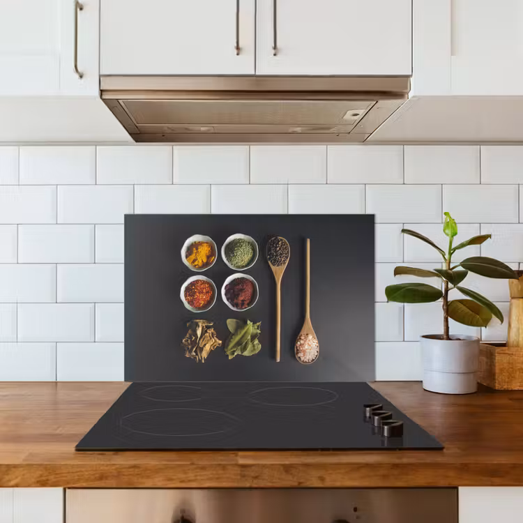 Kitchen splashback for hob - Ladle - Spices - Herbs - Green - Brown - Rustic — 3