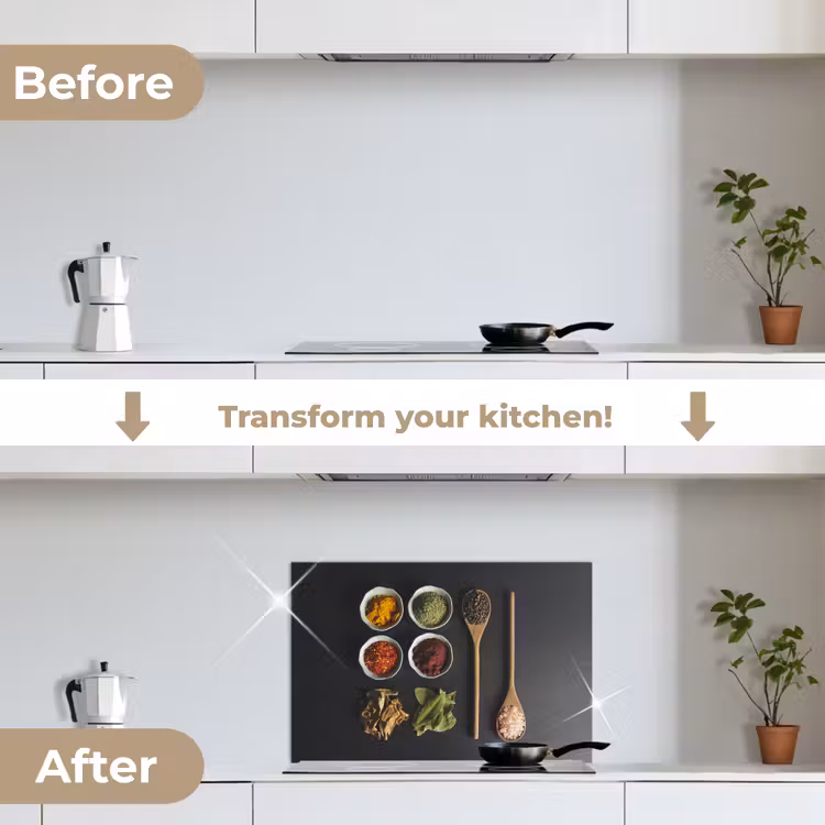 Kitchen splashback for hob - Ladle - Spices - Herbs - Green - Brown - Rustic — 7