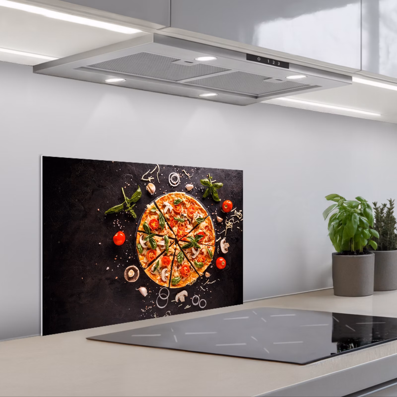 Kitchen splashback for hob - Pizza - Vegetable - Herbs - Kitchen - Industrial — 1