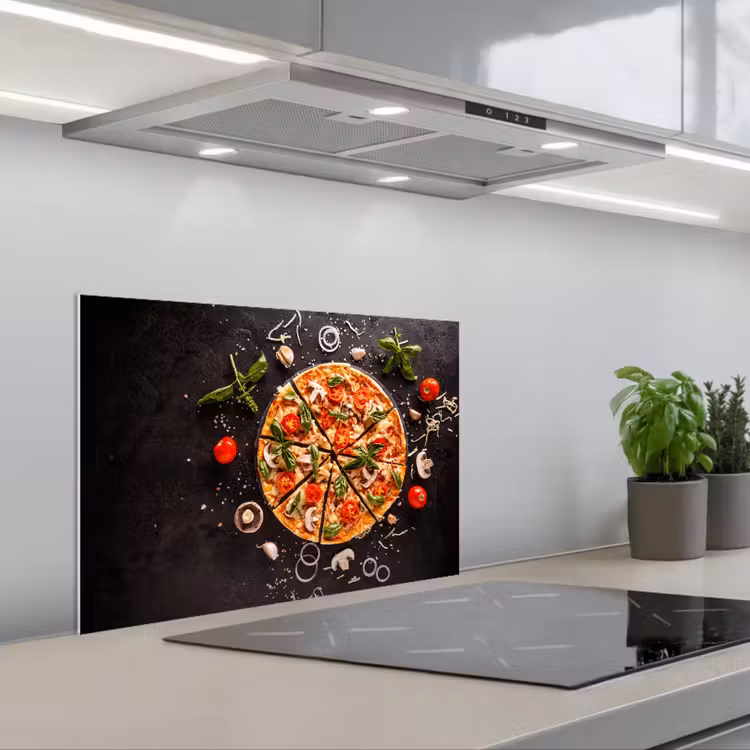 Kitchen splashback for hob - Pizza - Vegetable - Herbs - Kitchen - Industrial — 1