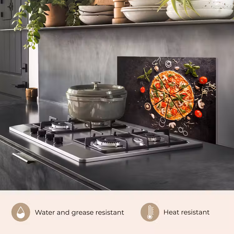 Kitchen splashback for hob - Pizza - Vegetable - Herbs - Kitchen - Industrial — 2