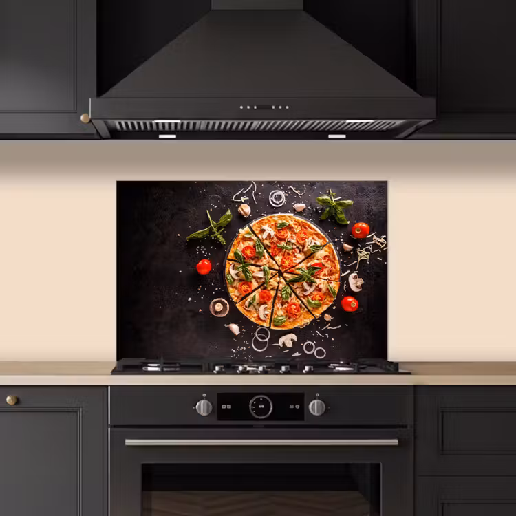 Kitchen splashback for hob - Pizza - Vegetable - Herbs - Kitchen - Industrial — 5