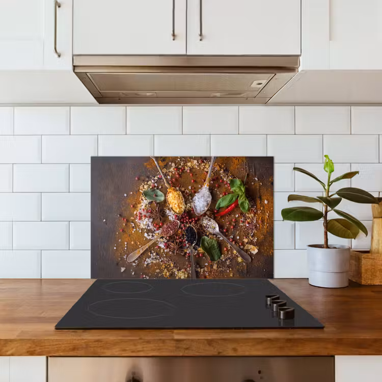 Kitchen splashback for hob - Spices - Herbs - Spoons - Salt - Brown - Kitchen — 3