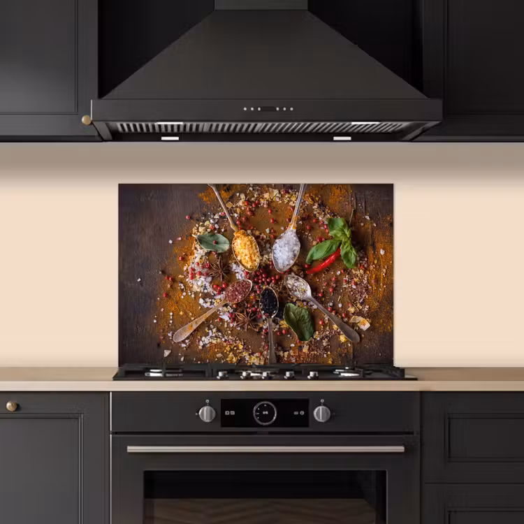 Kitchen splashback for hob - Spices - Herbs - Spoons - Salt - Brown - Kitchen — 5