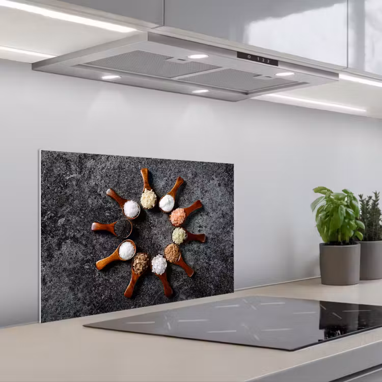 Kitchen splashback for hob - Spoon - Herbs - Spices - Kitchen - Industrial — 1