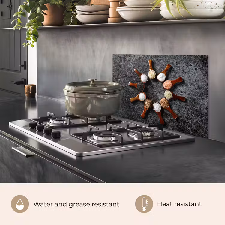 Kitchen splashback for hob - Spoon - Herbs - Spices - Kitchen - Industrial — 2