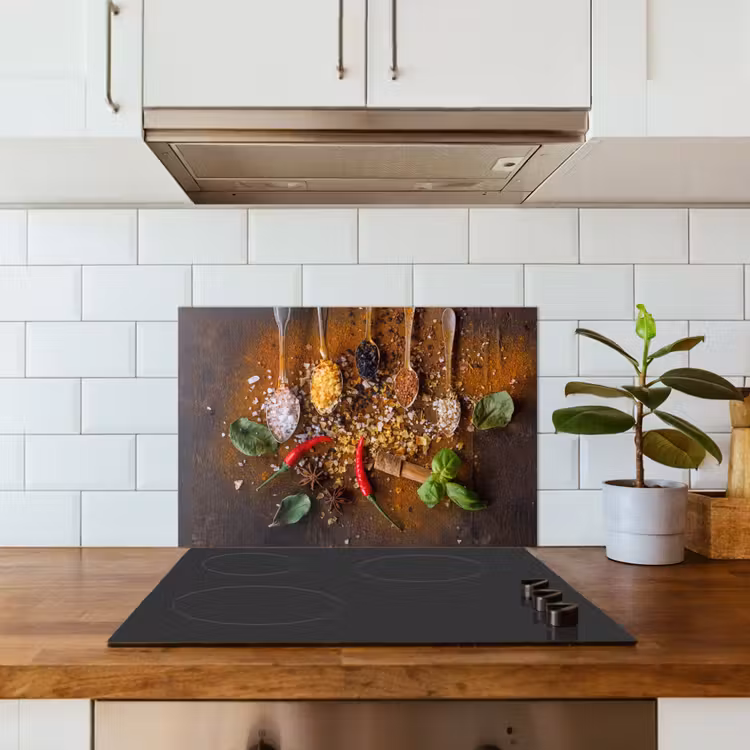 Kitchen splashback for hob - Spoons - Herbs - Chili pepper - Spices - Salt — 3