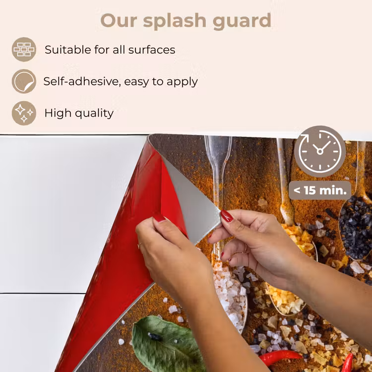 Kitchen splashback for hob - Spoons - Herbs - Chili pepper - Spices - Salt — 4