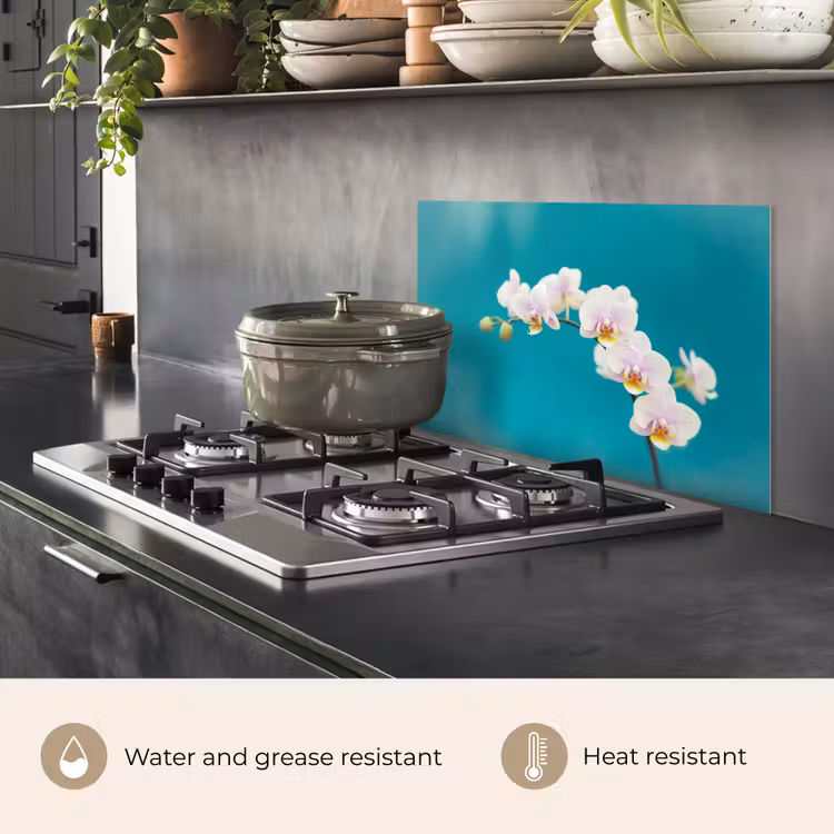 Kitchen splashback for hob - Orchid - Flowers - Plant - White - Purple — 2