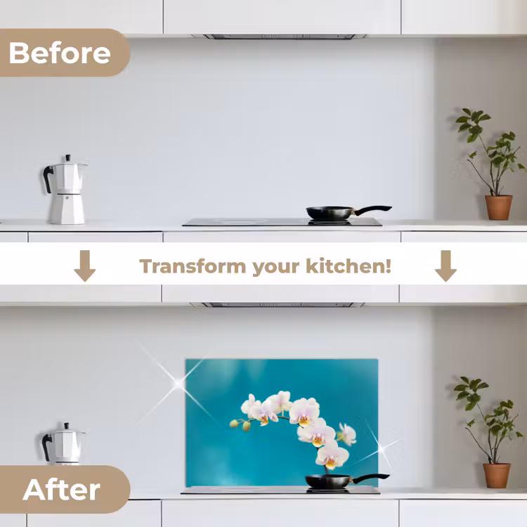 Kitchen splashback for hob - Orchid - Flowers - Plant - White - Purple — 7